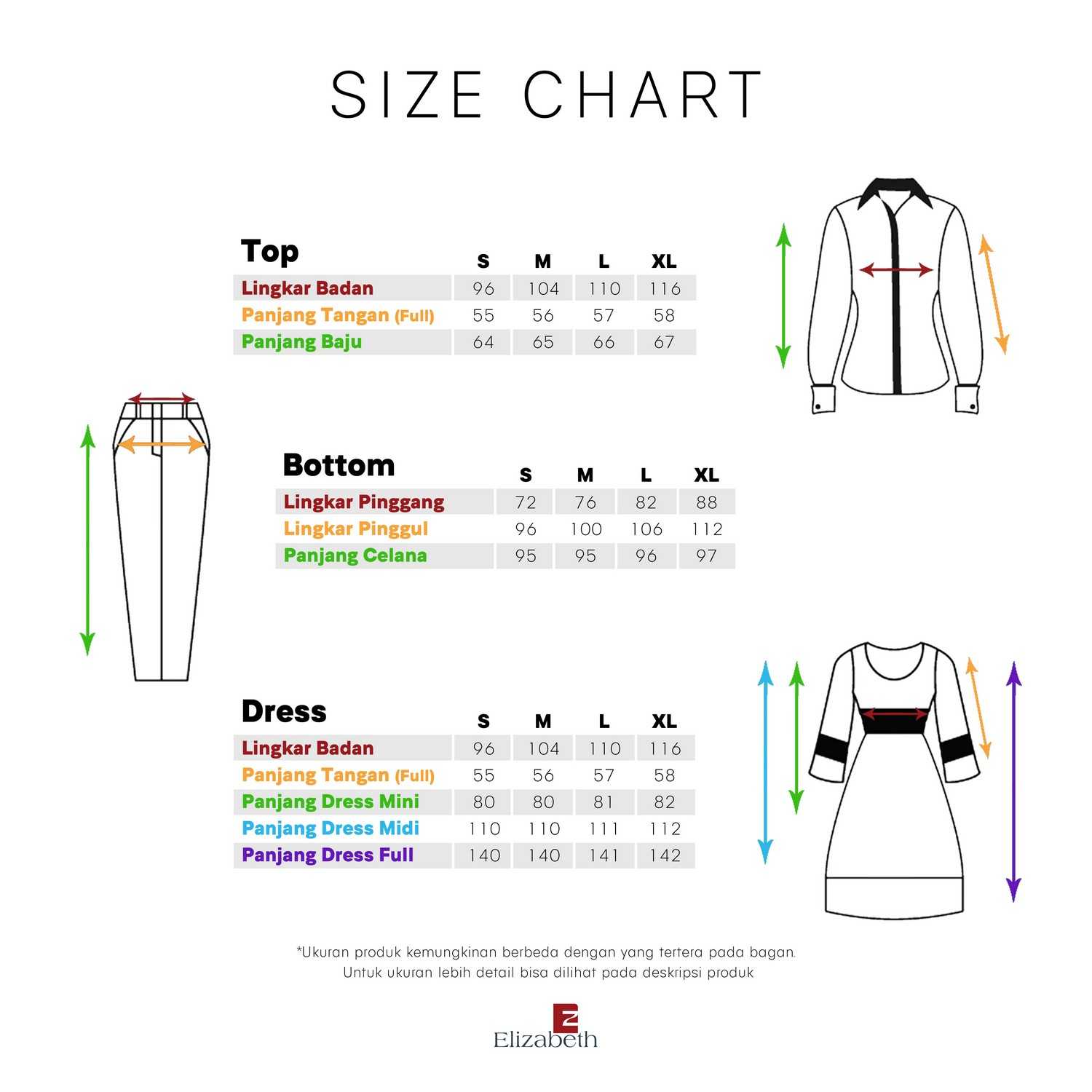 Size Chart Baju